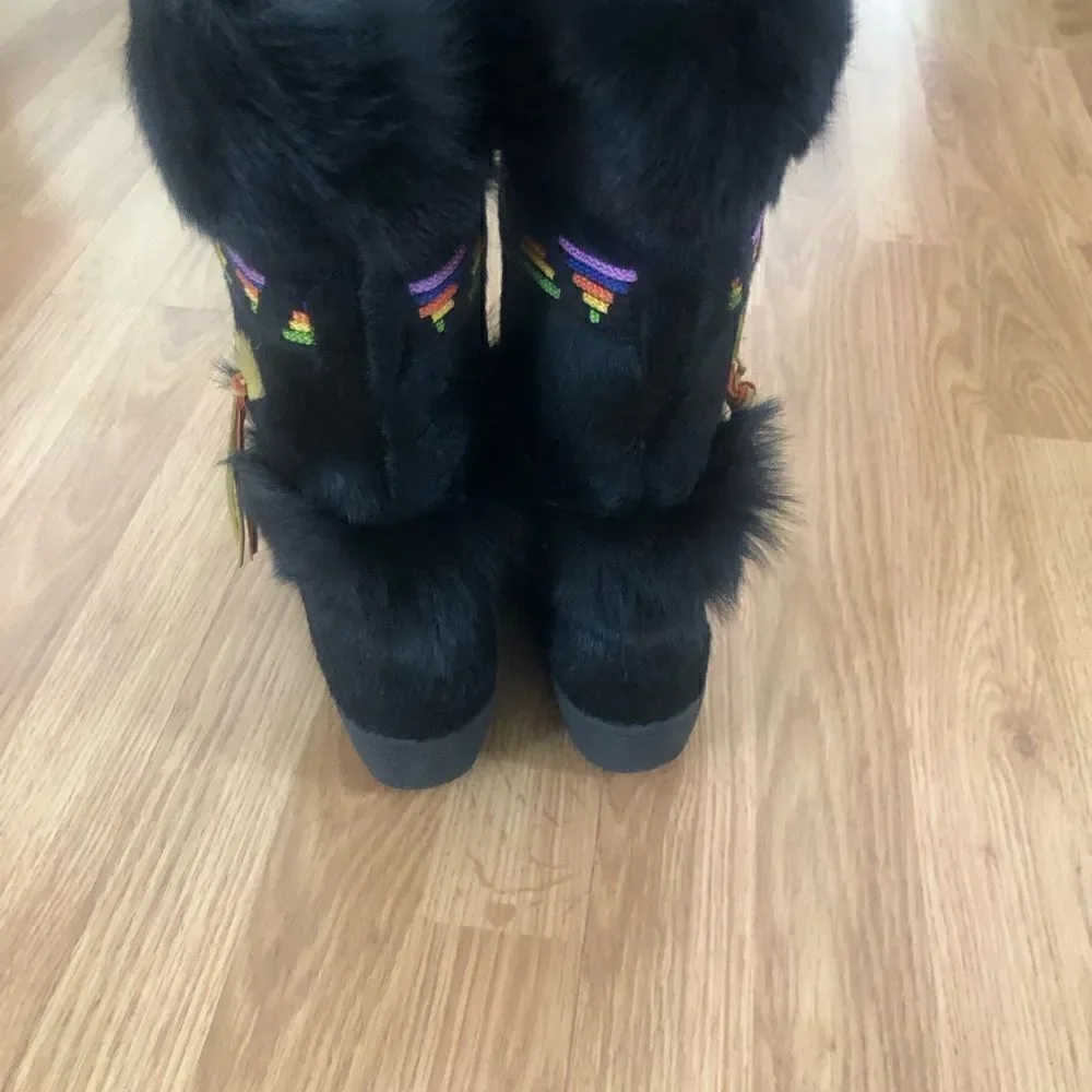 Tecnica Black Fur Colorful Ski Winter Sherpa Lined Boots
